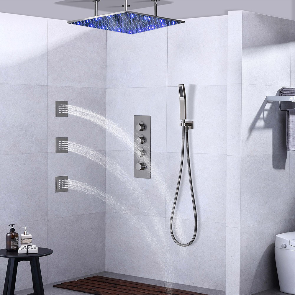 Browse Our Ceiling Led Shower Set Thermostatic Valve Brushed Nickel